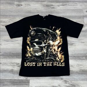 Black 'Lost in the Hells' Graphic Skull Tee